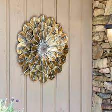 Flower Metal Wall Outdoor Decor Copper