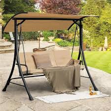 Costway 3 Seat Outdoor Porch Swing Adjustable Canopy Padded Cushions See Details Beige