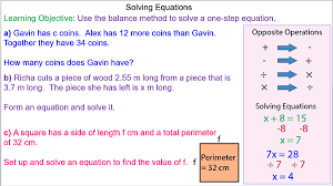 Solving One Step Equations Algebra