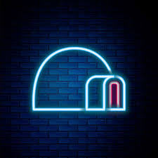 Glowing Neon Line Igloo Ice House Icon