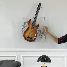Vintiquewise Hanging Metal Guitar Al Note Wall Art Decor Sculpture For Home Bar Instrument