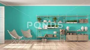 Eco White And Turquoise Interior Design