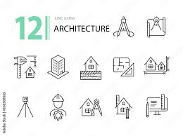 Architecture Line Icon Set Pencil
