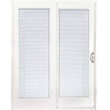 60 In X 80 In Smooth White Right Hand Composite Sliding Patio Door With Low E Built In Blinds