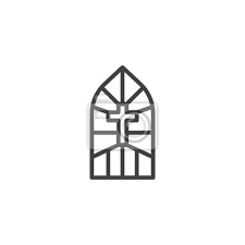 Church Stain Glass Window Outline Icon