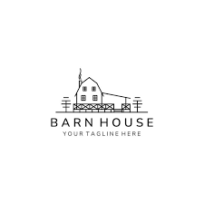 Barn House Minimalist Simple Line Art