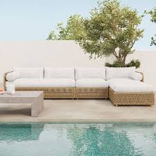 Coastal Outdoor 130 In 3 Piece Chaise Sectional Natural West Elm