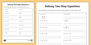 Solving Two Step Equations Practice