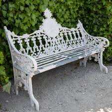 White Garden Bench In Cast Iron For