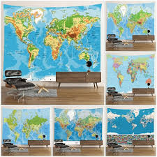 Vintage World Map Tapestry Wall Hanging