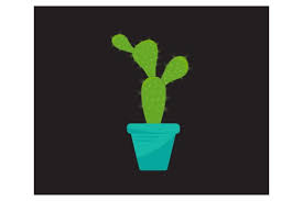 Cactus In Flowerpot Logos Graphic By