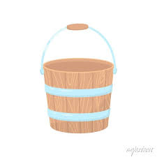 Flat Vector Icon Of Empty Wooden Bucket