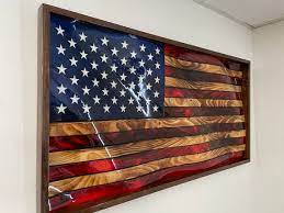 3d Wavy Rustic Wooden American Flag