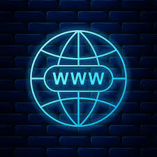 Glowing Neon Go To Web Icon Isolated On