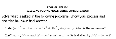 Dividing Polynomials Using