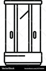 Domestic Shower Cabin Icon Outline Room