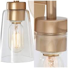 Modern Kitchen Wall Light Dule 1 Light Gold Wall Sconce Bathroom Vanity Light With Cylinder Clear Glass Shade