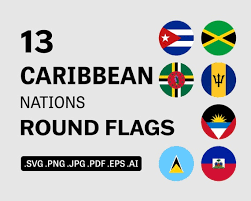 Caribbean Countries Round Flags Svg