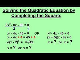 Algebra Quadratic Equations Solve By