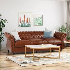 Faux Leather 3 Seat Chesterfield Sofa