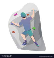 Active Wall Climbing Icon Cartoon Style