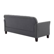 Ida 73 In Grey Polyester Flared Arm Rectangle Sofa With Rubberwood Legs