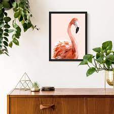 Pink Flamingo Wall Art Print Framed