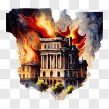 Burning Building Painting In Ohio Png