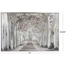 1 Panel Landscape Trees Framed Wall Art With Silver Frame 48 In X 71