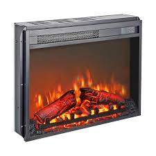 23 In Electric Fireplace Insert Ultra Thin Heater With Log Set Realistic Flame Remote Control