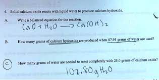 Solid Calcium Oxide Reacts With Liquid