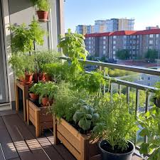 Growing Herbs In Pots On The Balcony