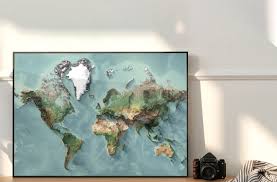 Buy The World Satellite Map Flat Ocean