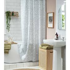 Home Fl Print Shower Curtain Grey