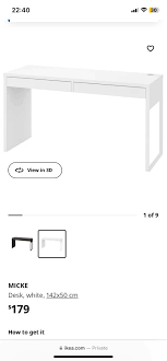 Ikea Micke Desk Table White