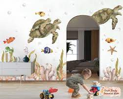 Turtle Underwater Family Wall Decals