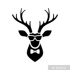 Sticker Deer Head Icon With Hipster