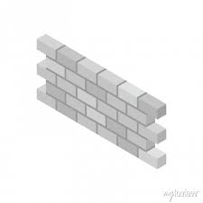 Isometric Cinder Block Wall With Cement
