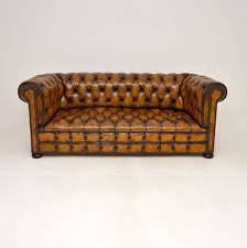 Deep Oned Leather Chesterfield Sofa