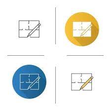 Floor Plan Icon Flat Design Linear