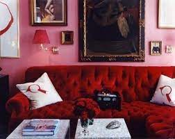 Miles Redd Pink Red Velvet Sofa The