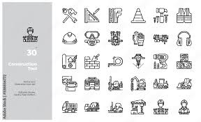 Vector Line Icons Set Of Construction