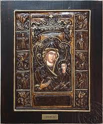 Virgin Mary Soumela Wood Carved Icon