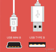 Usb Mini B Socket And Cable Vector Icon