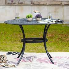 Patio Festival Metal Outdoor Round Dining Table In Black Finish