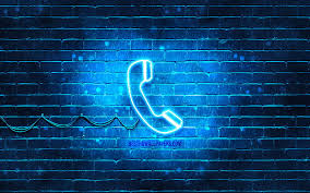 Phone Neon Icon Blue Background Neon