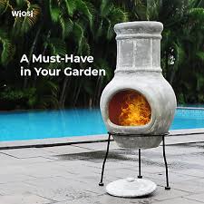 Small Chiminea Outdoor Fireplace Grey