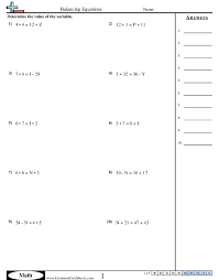 Balancing Equations Worksheets Free