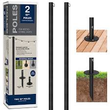 Excello Global S Two 10 Ft String Light Poles Black
