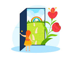 Flat Door Concept Vector Ilration